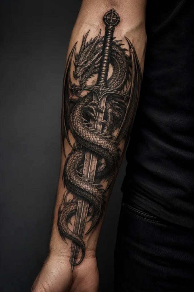 Dragon Wrapped Around a Sword